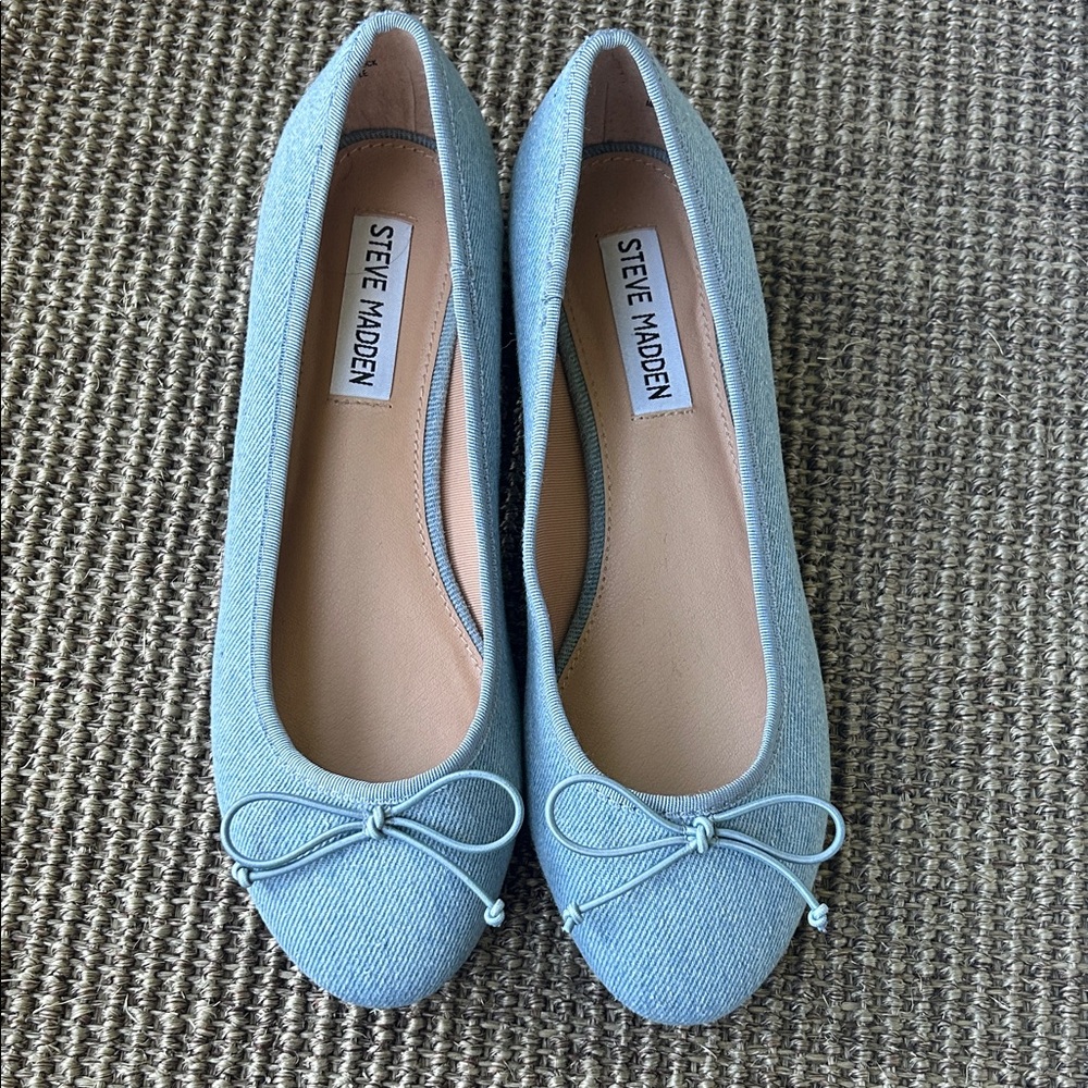 Steve Madden Light Blue Bow ballet kitten heels